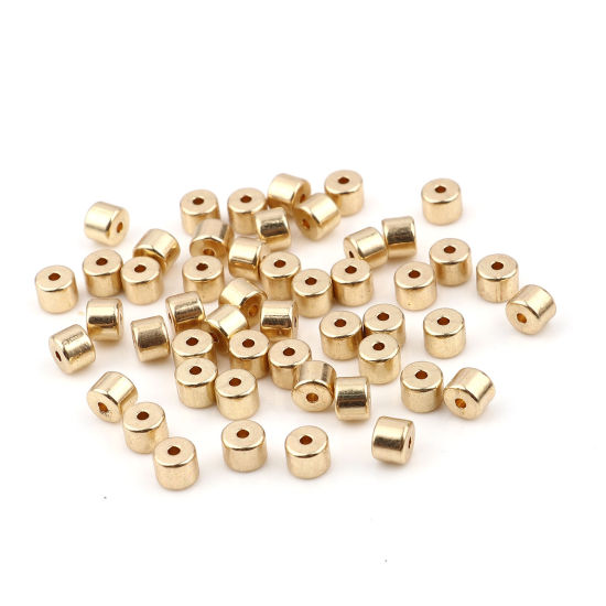 Picture of Zinc Based Alloy Enamel Spacer Beads Heishi Beads Disc Beads Cylinder Gold Plated About 5mm x 4mm, Hole: Approx 1.2mm, 20 PCs