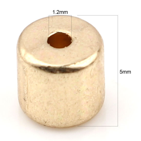 Изображение Цинковый Сплав эмаль Бусины Цилиндр Позолоченный Около 5мм x 4мм, Отверстие:примерно 1.2мм, 20 ШТ