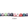 Picture of Ceramic Religious Beads Flat Round At Random Color Mixed Evil Eye About 10.5mm Dia, Hole: Approx 2.2mm, 31cm(12 2/8") long, 1 Strand (Approx 30 PCs/Strand)