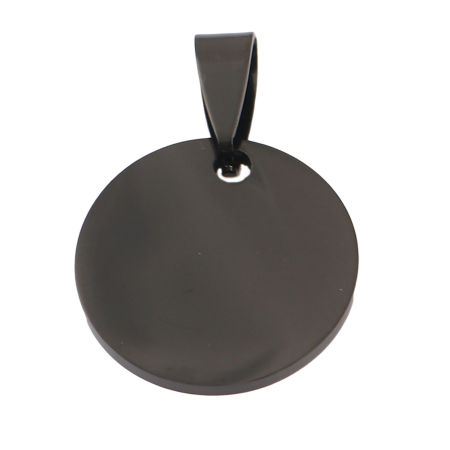 Picture of 1 Piece Stainless Steel Blank Stamping Tags Charm Pendant Round Disc Black Double-sided Polishing 28mm x 20mm