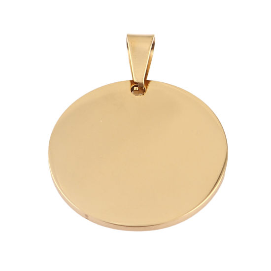 Image de 1 Pièce PendentifsÉtiquettes d'Estampage Vierges en Acier Inoxydable Rond Doré Polissage Double Face 38mm x 30mm