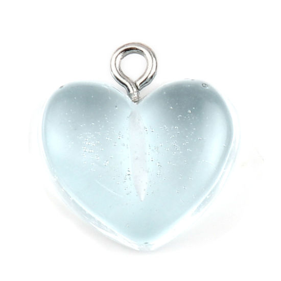 Bild von Resin Charms Heart Blue Transparent 17 mm x 17 mm, 1 Packung (10 Stück / Packung)