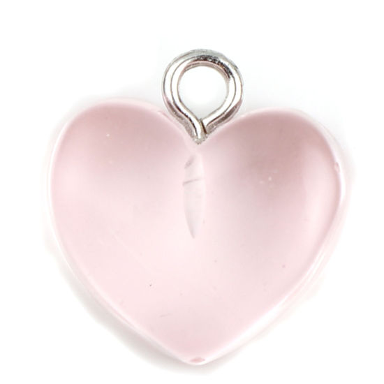 Bild von Resin Charms Heart Pink Transparent 17 mm x 17 mm, 1 Packung (10 Stück / Packung)