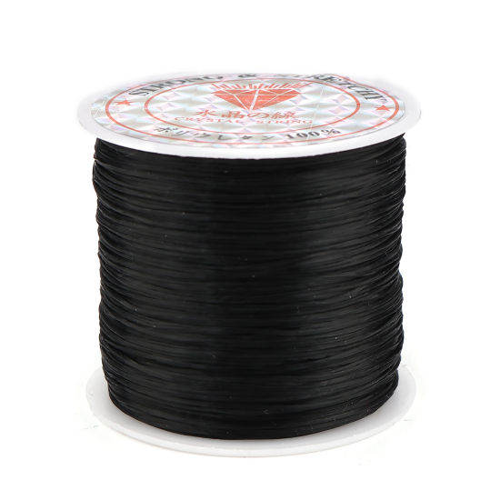 Picture of Spandex Fabric Jewelry Cord Rope Black Elastic 0.8mm, 2 Rolls (Approx 50 M/Roll)