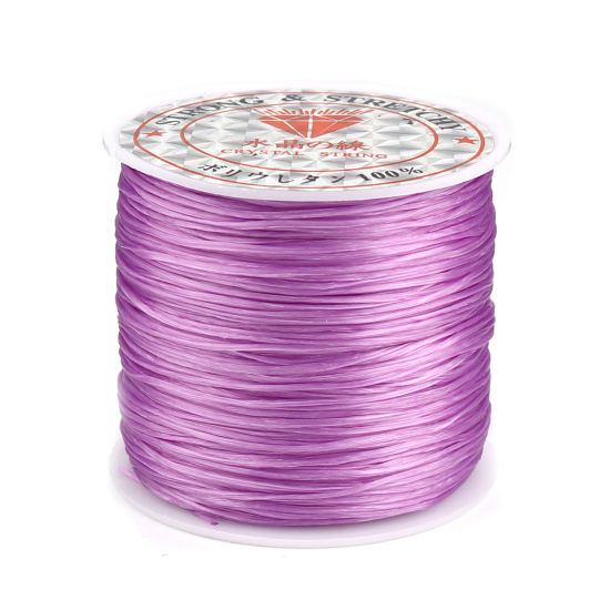 Picture of Spandex Fabric Jewelry Cord Rope Mauve Elastic 0.8mm, 2 Rolls (Approx 50 M/Roll)