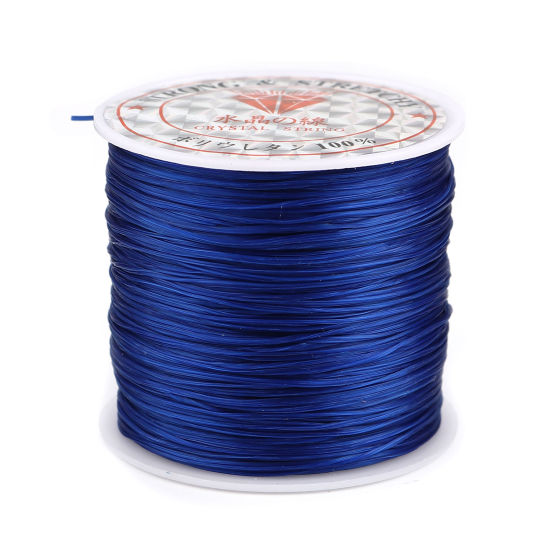 Picture of Spandex Fabric Jewelry Cord Rope Royal Blue Elastic 0.8mm, 2 Rolls (Approx 50 M/Roll)