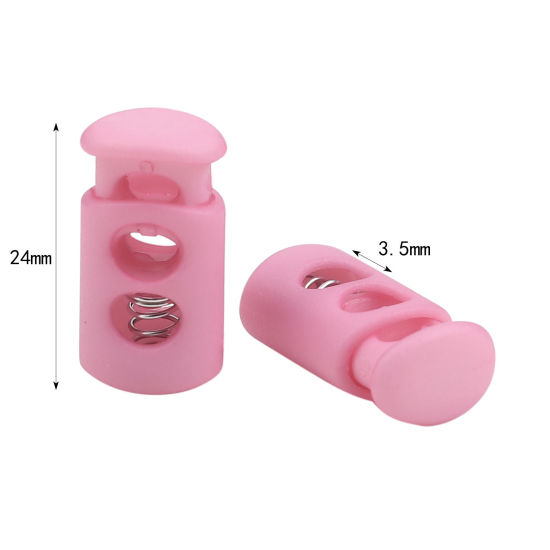 Picture of Plastic Cord Lock Stopper Cylinder Pink 24mm x 12mm, 10 PCs