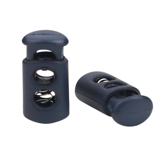 Picture of Plastic Cord Lock Stopper Cylinder Navy Blue 24mm x 12mm, 10 PCs
