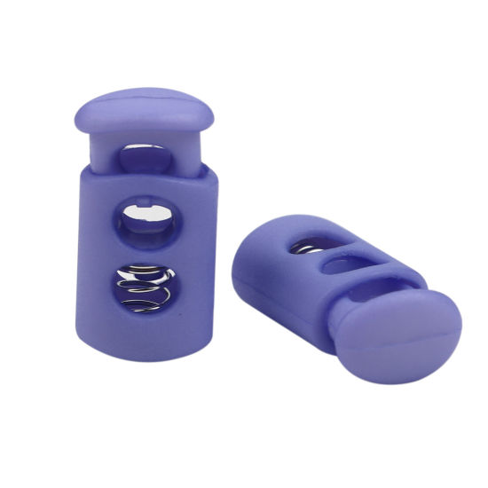 Picture of Plastic Cord Lock Stopper Cylinder Dark Purple 24mm x 12mm, 10 PCs