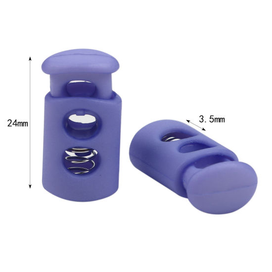 Picture of Plastic Cord Lock Stopper Cylinder Dark Purple 24mm x 12mm, 10 PCs