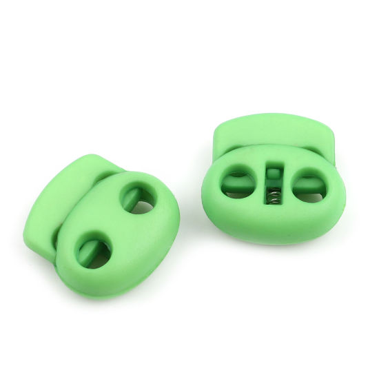 Picture of Plastic Cord Lock Stopper Oval Green 20mm x 20mm, 10 PCs