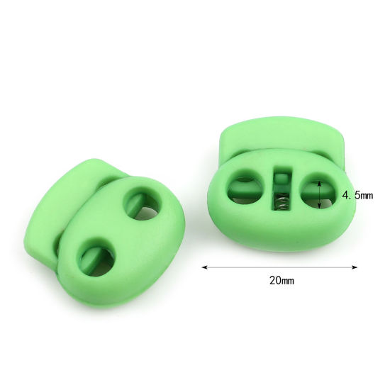 Picture of Plastic Cord Lock Stopper Oval Green 20mm x 20mm, 10 PCs
