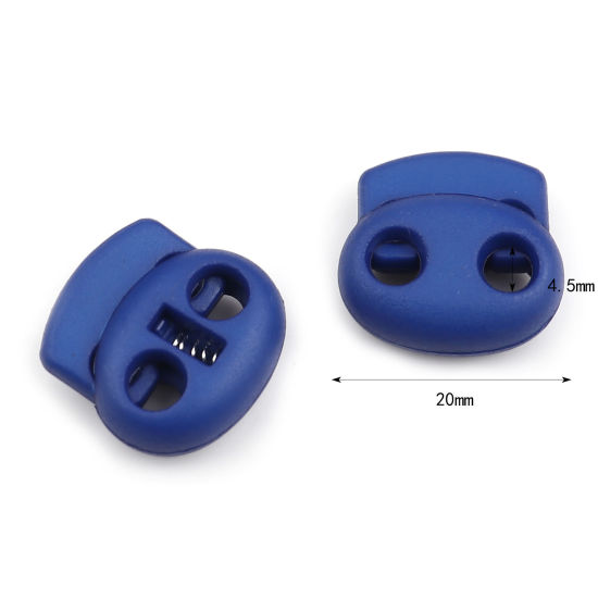Picture of Plastic Cord Lock Stopper Oval Royal Blue 20mm x 20mm, 10 PCs