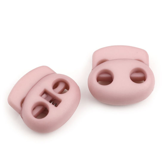 Picture of Plastic Cord Lock Stopper Oval Dark Pink 20mm x 20mm, 10 PCs