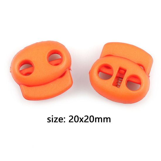 Picture of Plastic Cord Lock Stopper Oval Orange 20mm x 20mm, 10 PCs