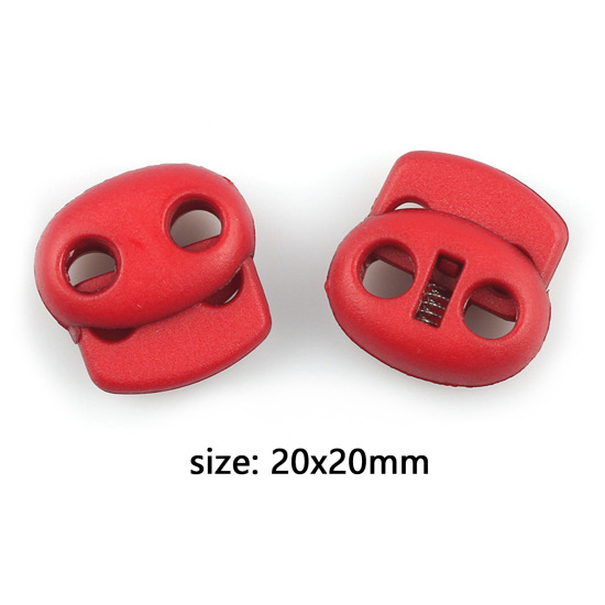 Picture of Plastic Cord Lock Stopper Oval Purplish Red 20mm x 20mm, 10 PCs