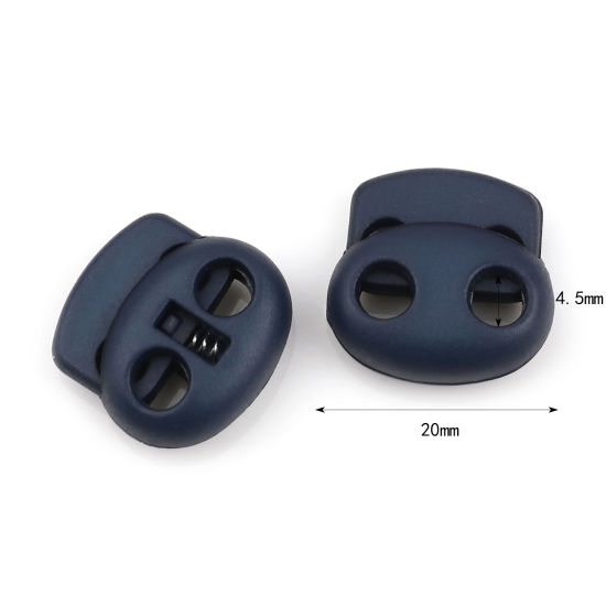 Picture of Plastic Cord Lock Stopper Oval Navy Blue 20mm x 20mm, 10 PCs