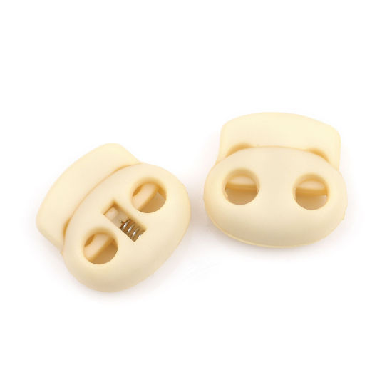 Picture of Plastic Cord Lock Stopper Oval Beige 20mm x 20mm, 10 PCs