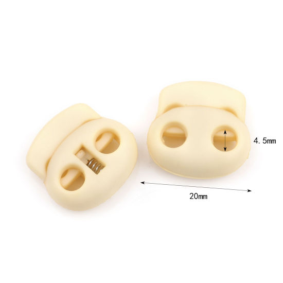 Picture of Plastic Cord Lock Stopper Oval Beige 20mm x 20mm, 10 PCs