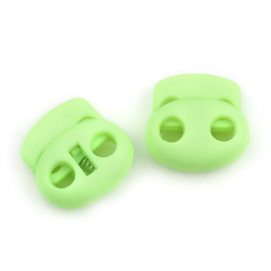 Picture of Plastic Cord Lock Stopper Oval Light Green 20mm x 20mm, 10 PCs