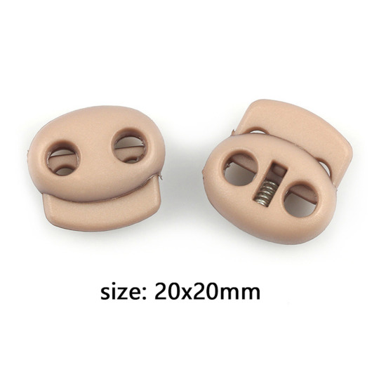 Picture of Plastic Cord Lock Stopper Oval Coffee 20mm x 20mm, 10 PCs