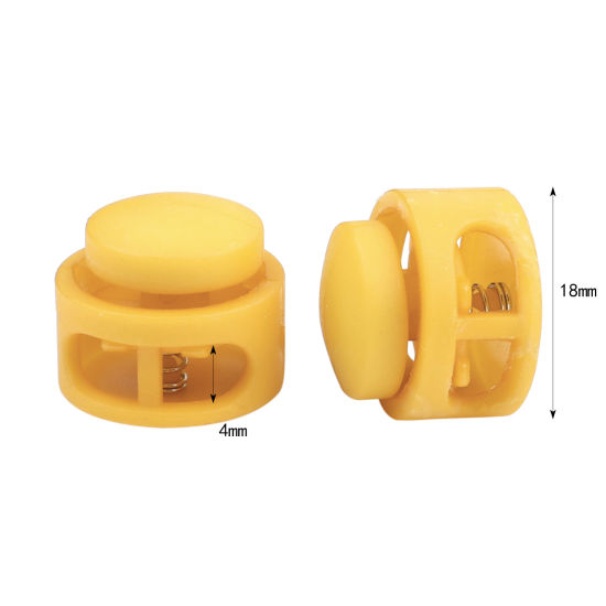 Picture of Plastic Cord Lock Stopper Round Golden Yellow 18mm Dia., 10 PCs