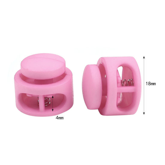 Picture of Plastic Cord Lock Stopper Round Pink 18mm Dia., 10 PCs