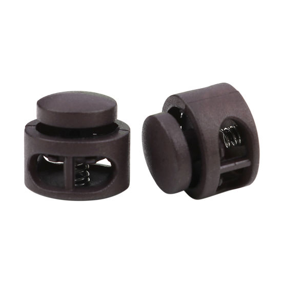 Picture of Plastic Cord Lock Stopper Round Dark Coffee 18mm Dia., 10 PCs