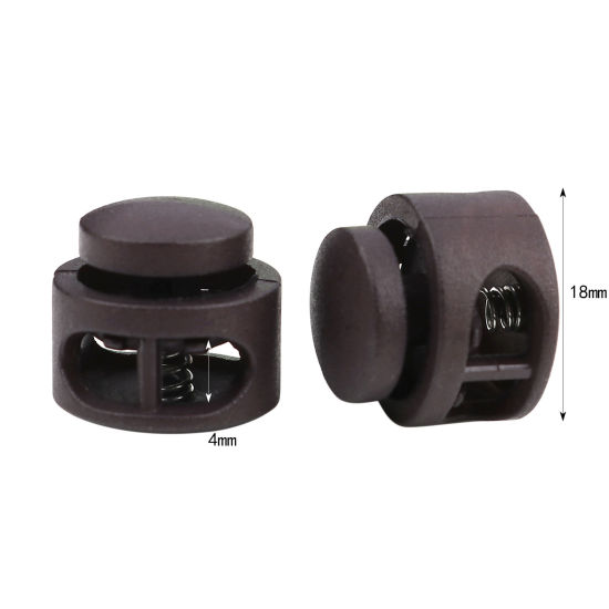 Picture of Plastic Cord Lock Stopper Round Dark Coffee 18mm Dia., 10 PCs