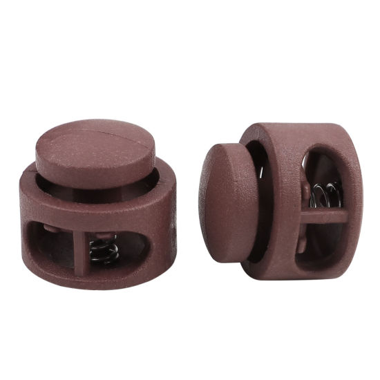 Picture of Plastic Cord Lock Stopper Round Purplish Red 18mm Dia., 10 PCs