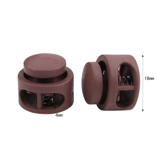 Picture of Plastic Cord Lock Stopper Round Purplish Red 18mm Dia., 10 PCs