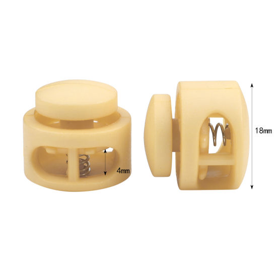 Picture of Plastic Cord Lock Stopper Round Beige 18mm Dia., 10 PCs