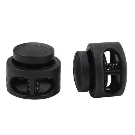 Picture of Plastic Cord Lock Stopper Round Black 18mm Dia., 10 PCs