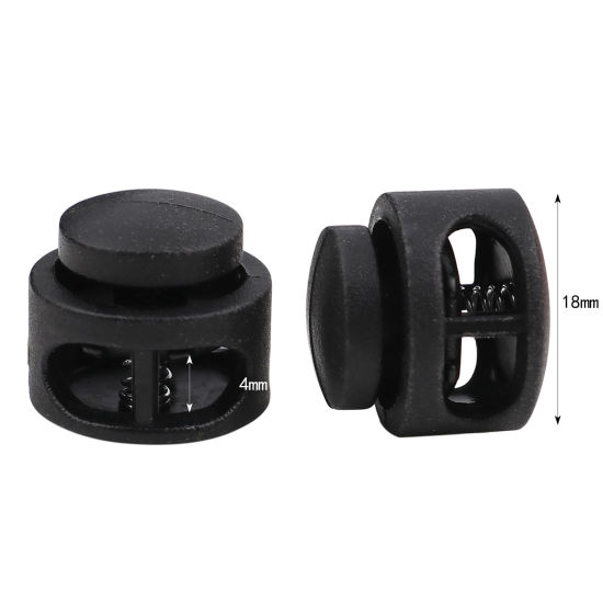 Picture of Plastic Cord Lock Stopper Round Black 18mm Dia., 10 PCs