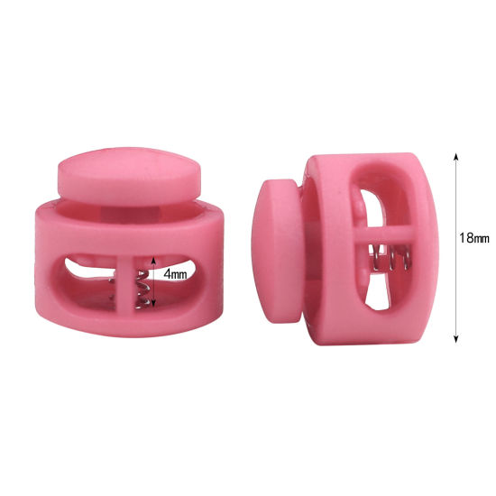 Picture of Plastic Cord Lock Stopper Round Fuchsia 18mm Dia., 10 PCs