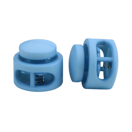 Picture of Plastic Cord Lock Stopper Round Light Blue 18mm Dia., 10 PCs