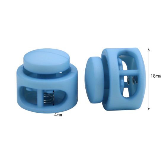 Picture of Plastic Cord Lock Stopper Round Light Blue 18mm Dia., 10 PCs