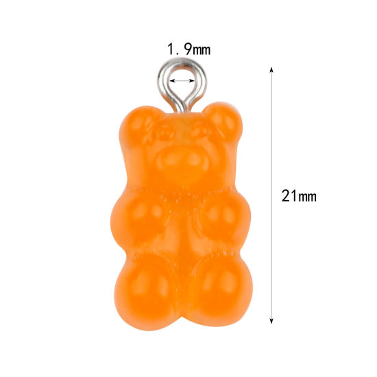 Picture of Acrylic Charms Bear Animal Orange 21mm x 11mm, 20 PCs