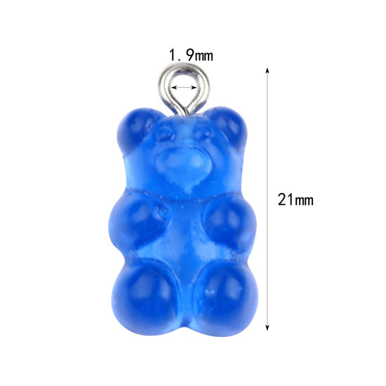 Picture of Acrylic Charms Bear Animal Royal Blue 21mm x 11mm, 20 PCs