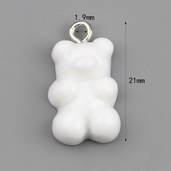 Picture of Acrylic Charms Bear Animal White 21mm x 11mm, 20 PCs