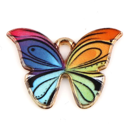 Picture of Zinc Based Alloy Insect Charms Butterfly Animal Enamel 10 PCs
