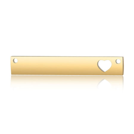 Bild von Edelstahl Leere Stempeletiketten Steckverbinder Charms Anhänger Rechteck Vergoldet Spiegelpolieren 36mm x 6mm, 1 Stück