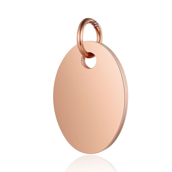 Bild von 201 Edelstahl Leere Stempeletiketten Charms Oval Rosegold Spiegelpolieren 17mm x 10mm, 1 Stück