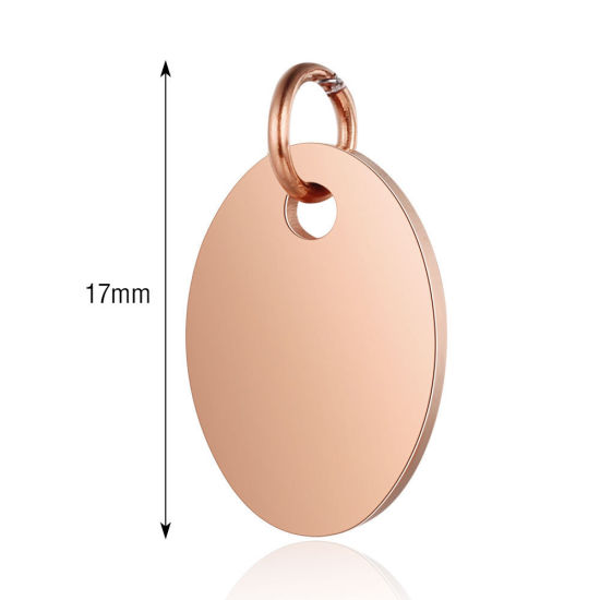 Bild von 201 Edelstahl Leere Stempeletiketten Charms Oval Rosegold Spiegelpolieren 17mm x 10mm, 1 Stück