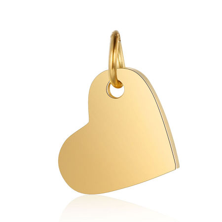 Picture of Stainless Steel Blank Stamping Tags Charms Heart Gold Plated Mirror Polishing 14mm x 10mm, 1 Piece
