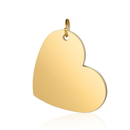 Picture of Stainless Steel Blank Stamping Tags Charms Heart Gold Plated Mirror Polishing 26mm x 20mm, 1 Piece