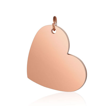 Picture of Stainless Steel Blank Stamping Tags Charms Heart Rose Gold Mirror Polishing 26mm x 20mm, 1 Piece