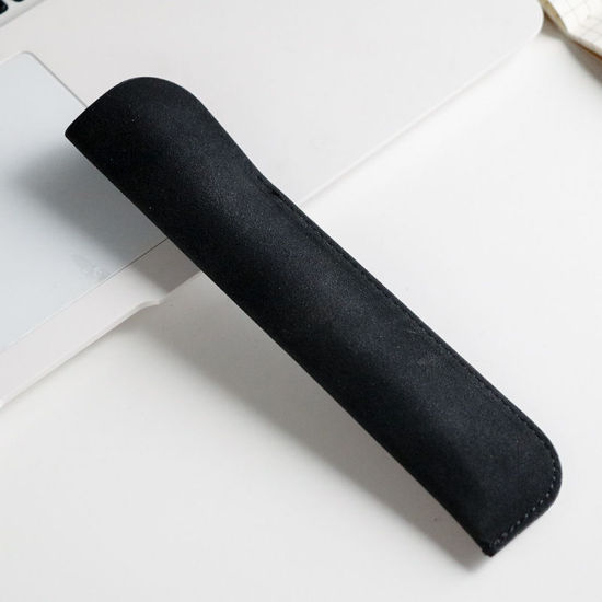Image de Noir - Support de manchon de couverture de stylo portable en cuir PU pour fournitures de papeterie pour étudiants de bureau de poche 16x3.6cm, 1 pièce