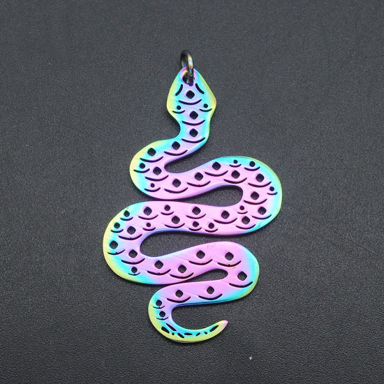 Image de Pendentifs en Acier Inoxydable Serpent Multicolore 43mm x 26mm , 1 Pièce