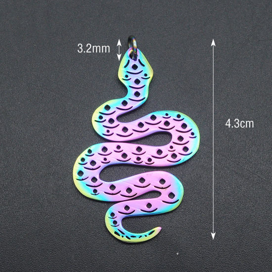 Picture of Stainless Steel Pendants Snake Animal Multicolor 43mm x 26mm, 1 Piece